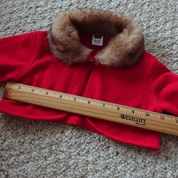 Janie & Jack the holiday dress and red faux fur cardigan size 18-24 month